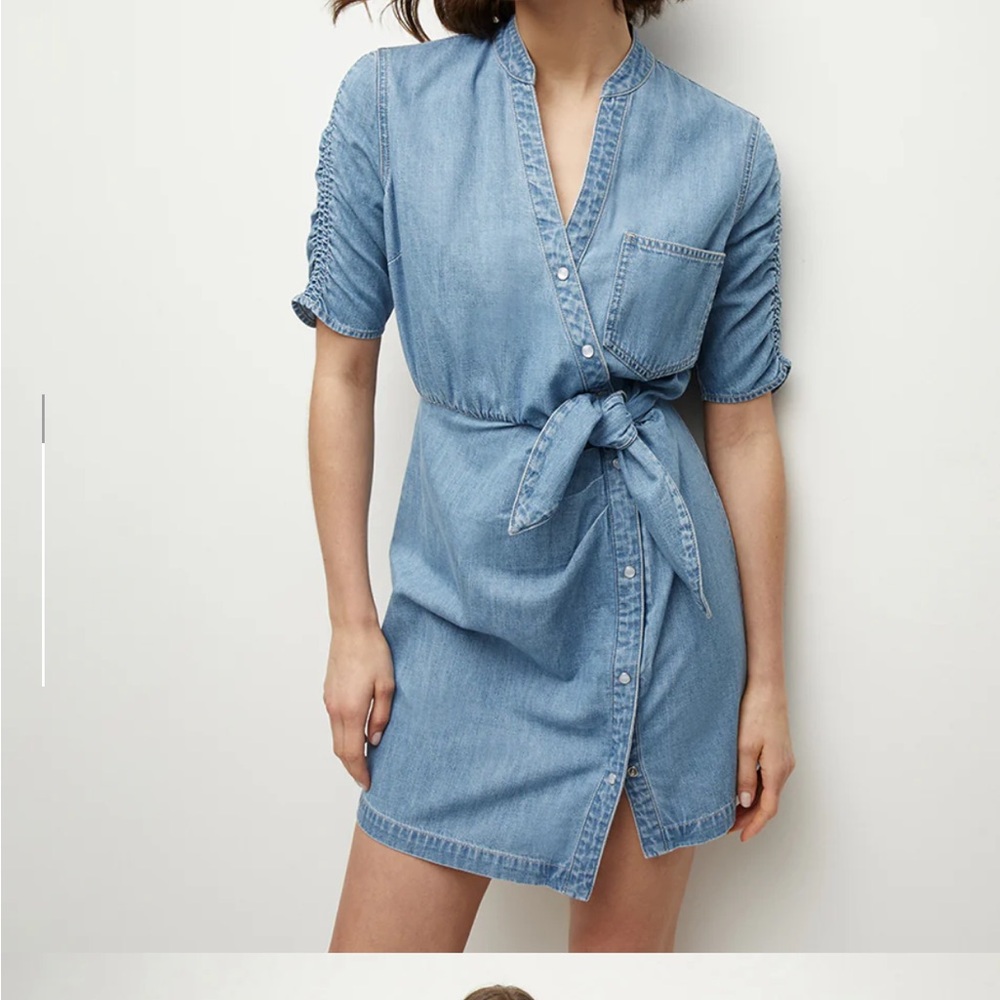 Veronica Beard Ruched Midi Dress Tie Front